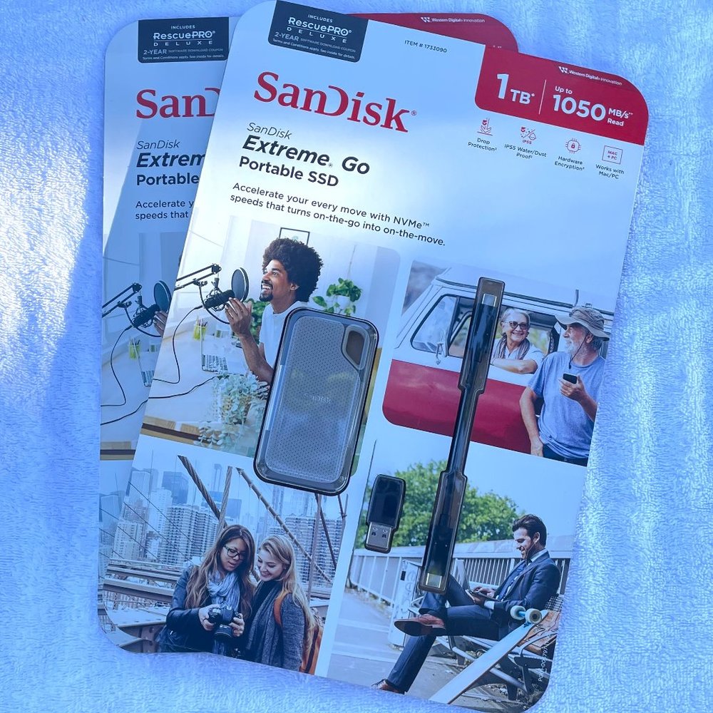 2 PACK - SanDisk 1TB Extreme Go Portable SSD - Up to 1050MB/s
